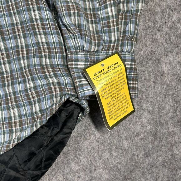 Grit Iron Workwear Fleece Lined Flannel Shirt Mens 2XL Button Up Jacket Plaid - Picture 4 of 8